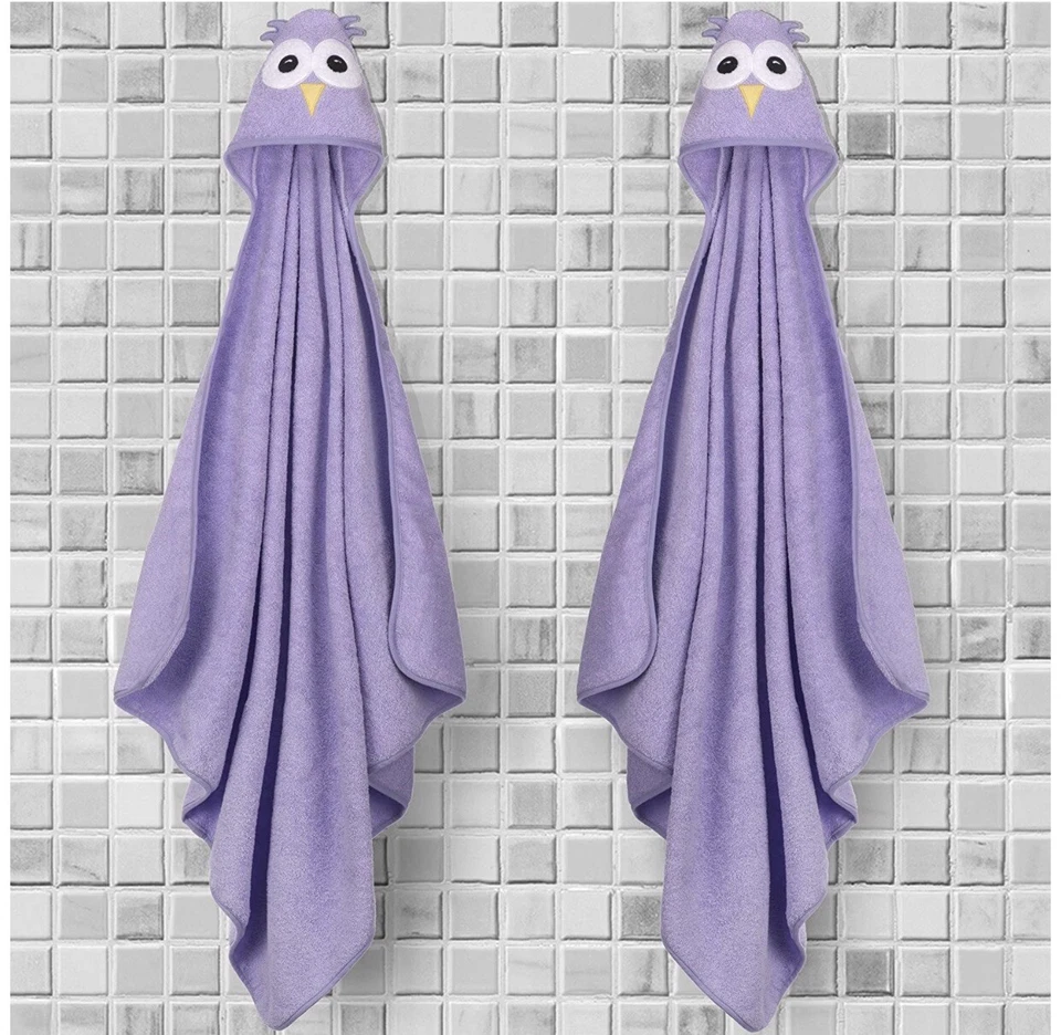Grayson & Rose Kids Baby Hooded Purple Owl Beach Bath Towel 35x35 New $24.99 - Image 3 of 4