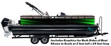 Dynamic Lime Green Stripes Graphic Wrap Decal Vinyl Bass Fishing Pontoon Boat