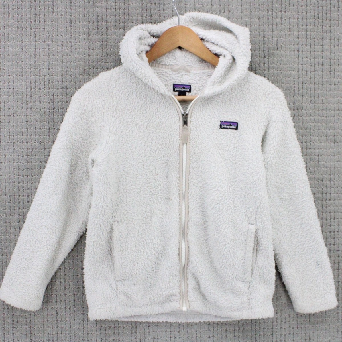 patagonia ホワイト スウェット Mサイズ Patagonia Fleece Hoodie Kids Youth White Full Zip Sherpa