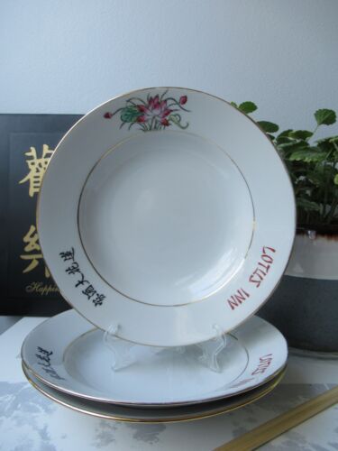 3 assiettes à soupe en porcelaine « Lotus Inn » articles de restaurant par Y.T Yuet Tung Hong Kong - Photo 1 sur 11