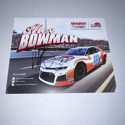 Alex bowman LLUMAR WINDOW FILM CHEVY ZL1 #88 2019 autographed HERO CARD ...