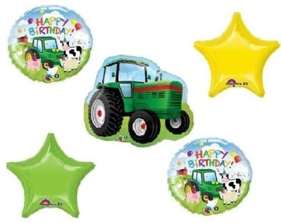 TRACTOR Farm Barnyard Babies BABY Animals 5 PIece Mylar Balloons Set 