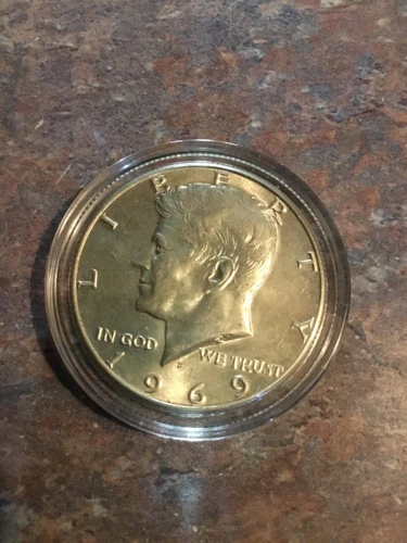 1969 D  KENNEDY HALF DOLLAR BU GEM IN CAPSULE 40% SILVER