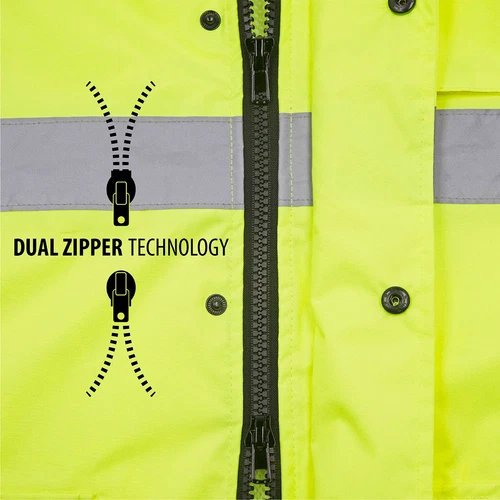  Safety Rain Jacket Reflective Green Hi-Vis Raincoat Rainjacket w Hood S-5XL  image 9