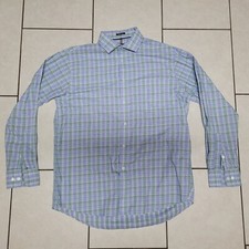 Tommy Hilfiger Men's L, Blue/Green Plaid, Button-Down LS Dress Shirt