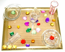 Vintage Abstract Folk Art Decorative Glass Collage Tray