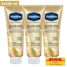 3 x 330 ml Vaseline Healthy Bright Gluta-Hya Serum Burst UV Lotion Flawless Glow