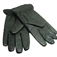 GLOVES LEATHER WOMEN Vintage GATES Black Pebbled Made in MED. Knit Lining