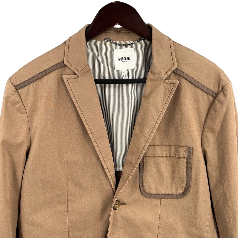 Blazer Moschino Jeans Uomo Algodón Tostado Borde en Contraste Hombres Talla 50 IT / 40 EE. UU. Foto 2 de 4