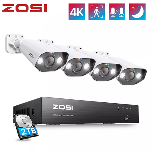 ZOSI 4K PoE Überwachungskamera Set Aussen, 16CH 4TB NVR Mit