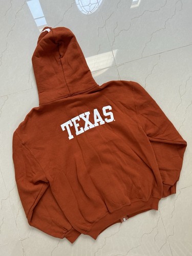 Sudadera con Capucha Russell Cremallera Completa Mediana Naranja Quemado De Colección Años 90 Texas Longhorns - Imagen 6 de 10