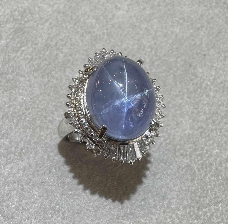 20,7 cts. Anillo bailarina de diamantes y zafiros estrella azul en platino - HM2627AS