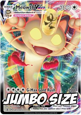Pokemon Meowth VMAX SWSH005 Black Star Promo Card (Jumbo/Oversized