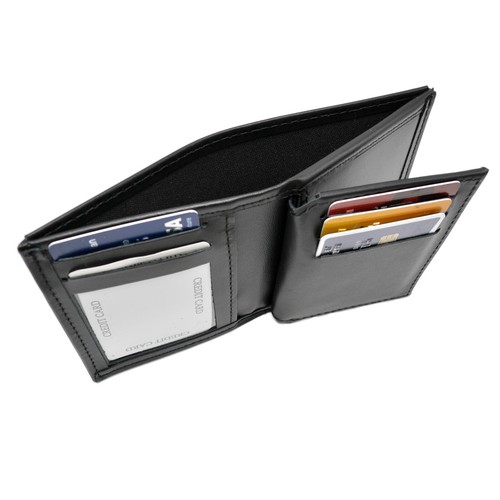 Perfect Fit Round Cutout 2.5" Black Leather Badge Wallet Police Corrections - Picture 3 of 5