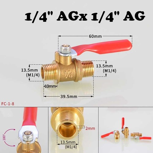 1/8" 1/4" 3/8"Kugelhahn Absperrventil aus Messing Schlauchtülle Ventil mit Griff - Picture 17 of 30