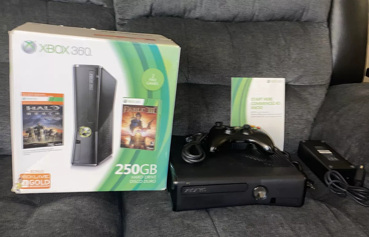 Microsoft Xbox 360 Slim - 250 - Black - Plus Controller | eBay