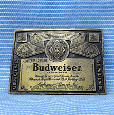 Genuine Budweiser Lager 12 Oz Beer Label Promo Belt Buckle Vtg 70s    .TYC580