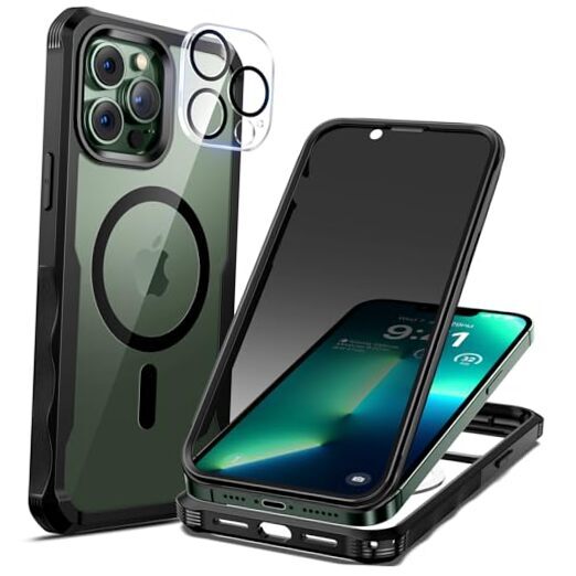 Magnetic Case for iPhone 13 Pro Max, Privacy Screen Protector and Camera Lens