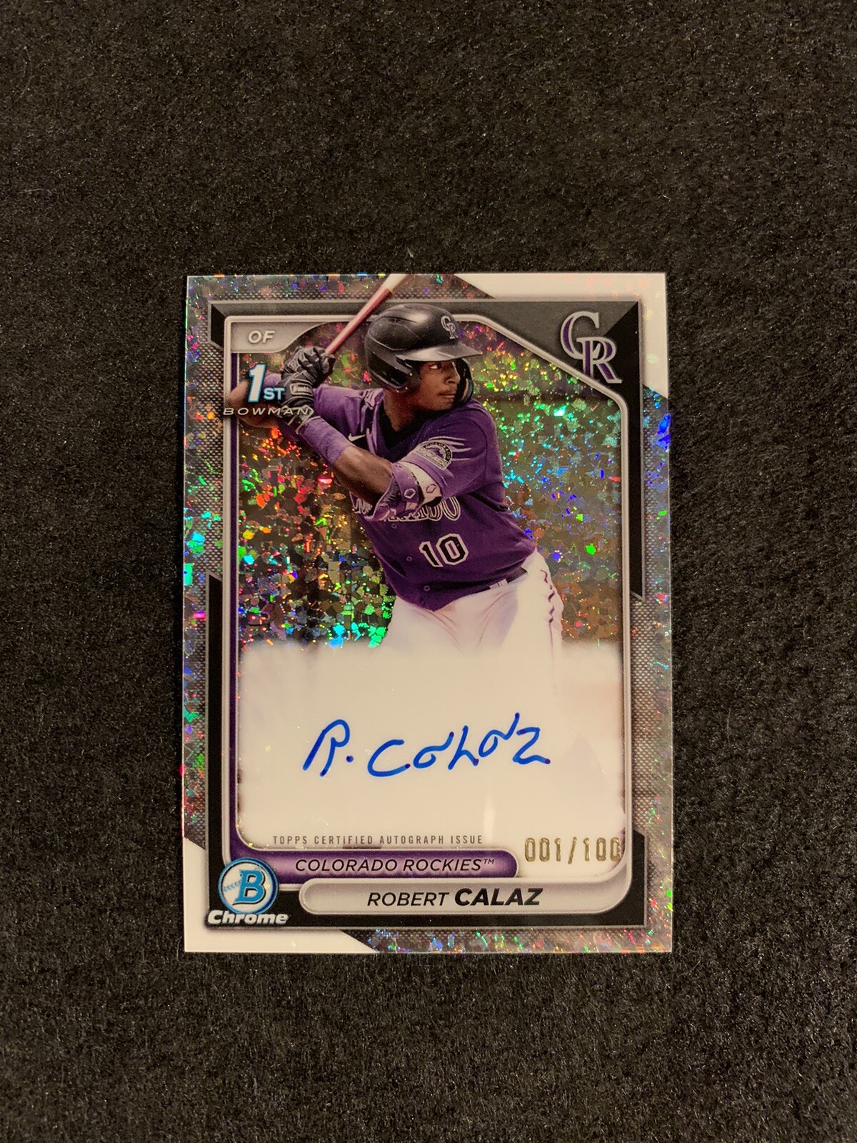 2024 1st Bowman Chrome Robert Calaz Mini Diamond Refractor Auto /100 Rockies