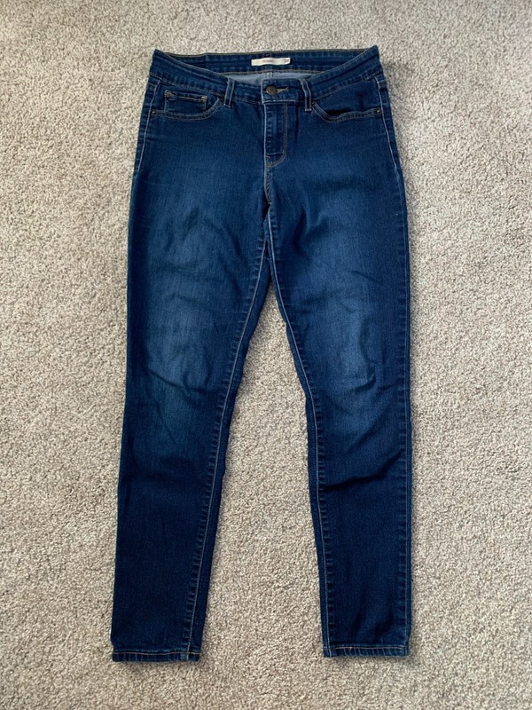 Levis 711 Dark Blue Wash Skinny Jeans Denim Stretch Mid Rise Womens Size 28 x 28
