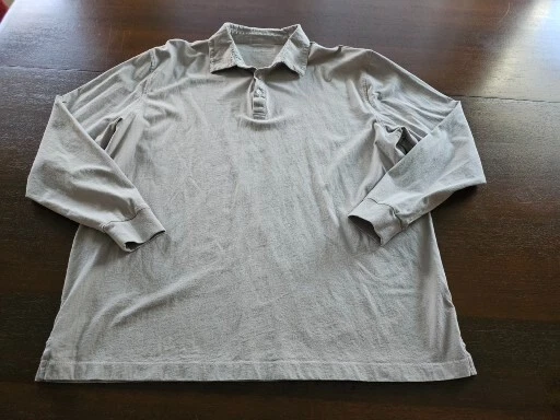 PAUL FREDRICK Silk Cotton Blend Polo 3 Button Long Sleeve Light Gray Pullover XL - Image 3 of 4