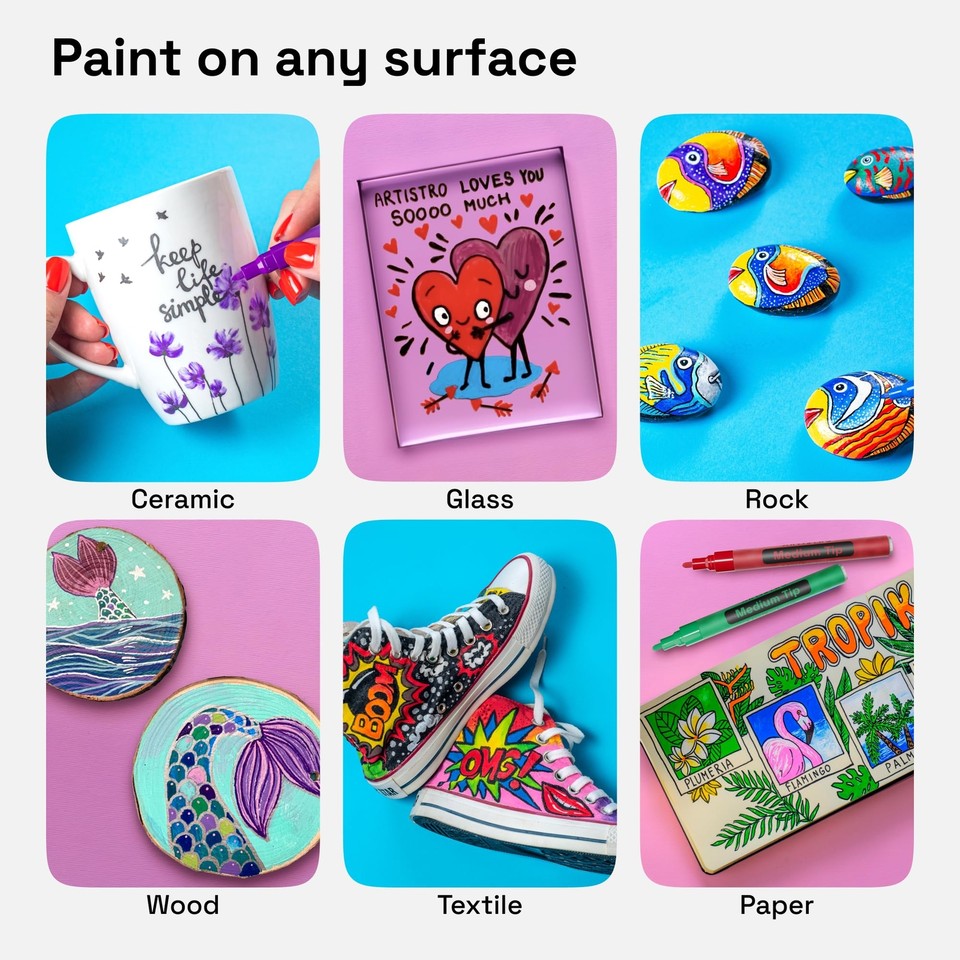 Acrylic Paint Pens, Art Set Acrylic Paint Markers Dual Tip, Acrylic