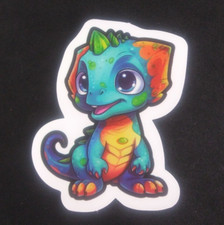 Playful Colorful Baby Dinosaur Sticker 2.58" x 2.18" AP 