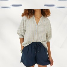 Ex Fat Face Women's 3/4 Sleeve Check Blouse in Multi