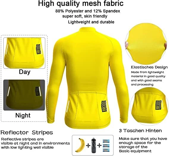 Camiseta deportiva de ciclismo para hombre manga larga Wulibike montaña bicicleta camiseta Prendas para el torso cremallera completa MTB Foto 4 de 4