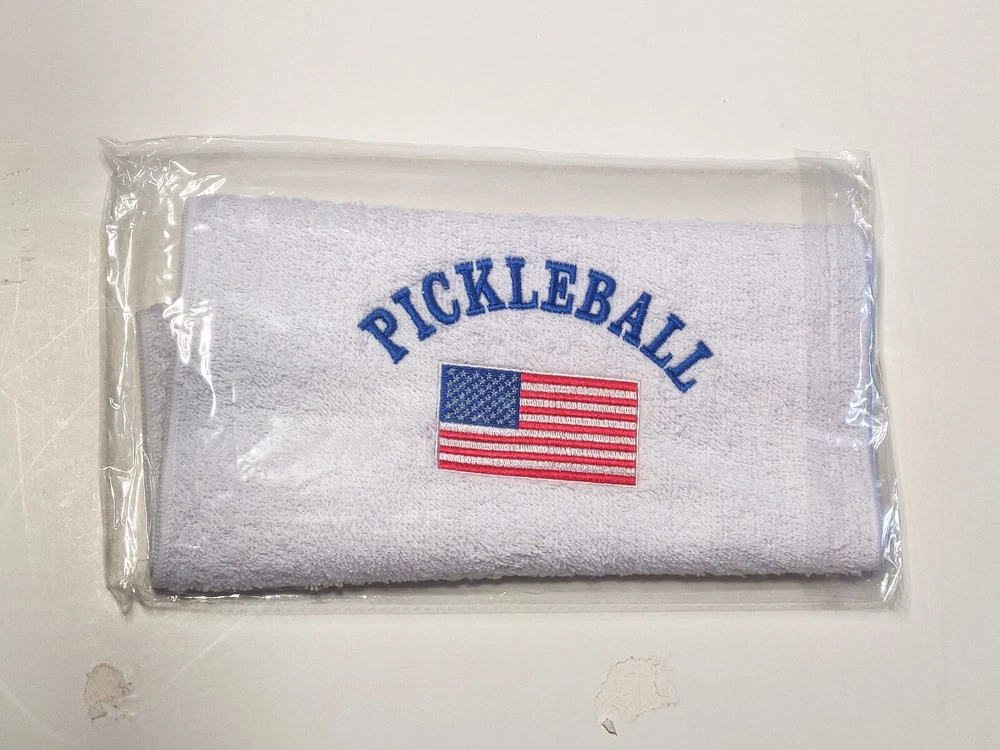 Pickleball FLAG - Sport Towel machine embroidered with silver grommet and hook