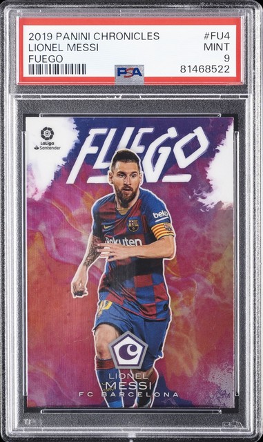 2019 PANINI CHRONICLES FUEGO #FU4 LIONEL MESSI PSA 9