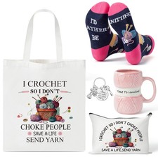 Crochet Canvas Bag Gifts - 6Pcs Knit Set Humorous Novelty I Crochet So I Don  ...