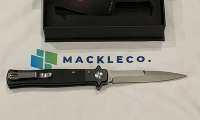 CobraTec Manual Open Flipper Pocket Knife Stiletto Button Lock Black VG-10 S