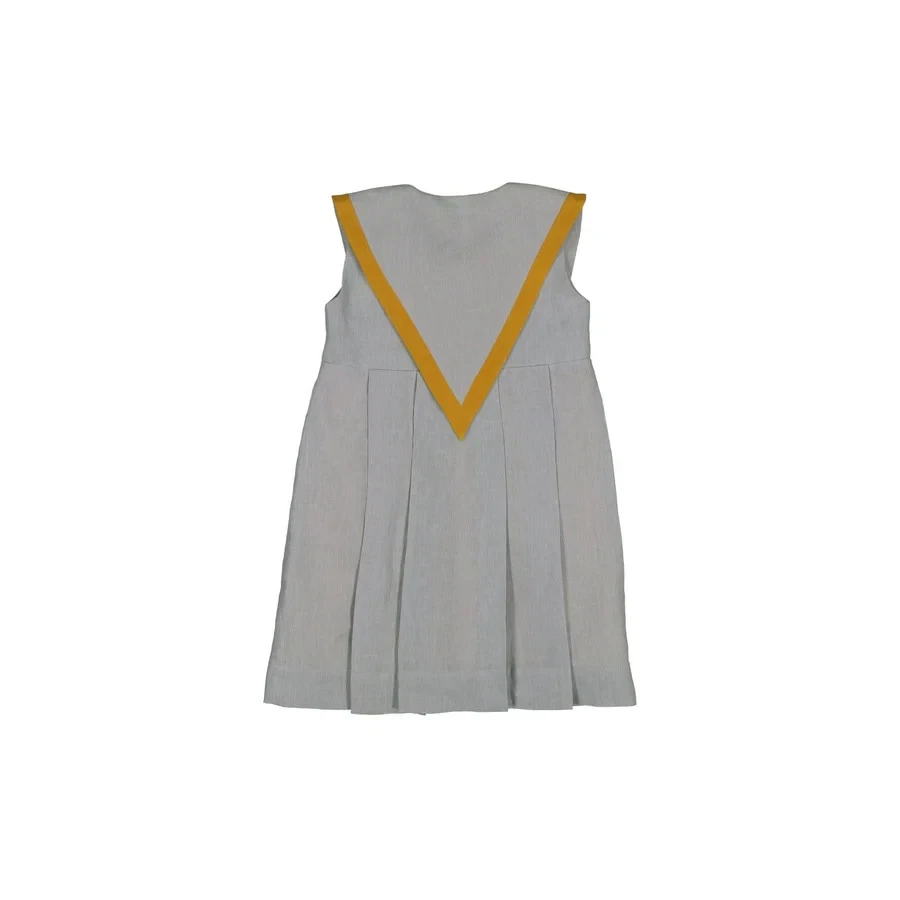 Vestido Carbon Soldier Girl's 8 Little Gem linho sem mangas colarinho peito duplo - Imagem 2 de 4