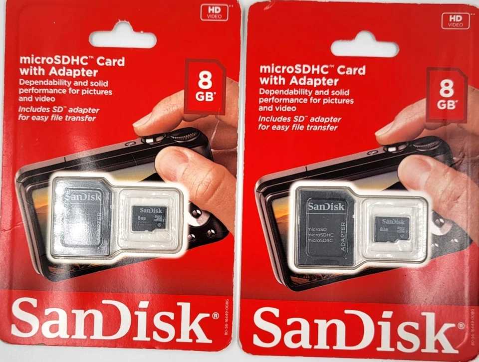 SanDisk MicroSDHC Card with Adapter 8gb SD Card Camera Video Dash Cam Lot of 2 - Image 2 of 4