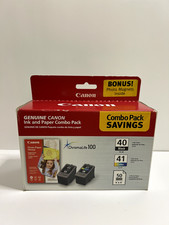 Canon PG-40 Black & CL-41 Color Ink + Photo Paper Combo Pack Sealed OEM