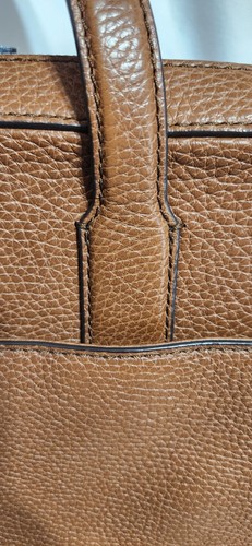 ECU Hugo Boss Pebbled Leather Briefcase Brown w/Strap 15"x12" - Picture 7 of 15