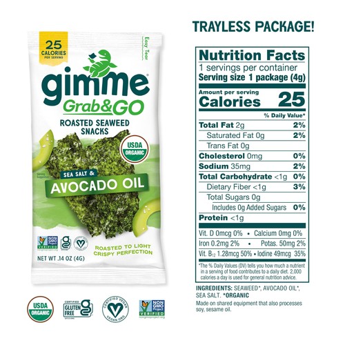 Gimme Bio geröstete Algen Snacks Variety Pack Keto Vegan Glutenfrei 5 Stück - Bild 2 von 9