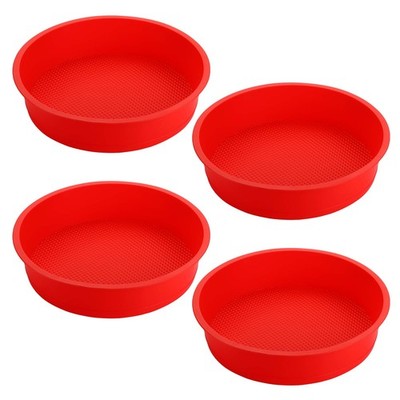 Bekith 4 Pack 9'' Silicone Round Cake Pans, Silicone Cake Pans for Baking, Qui...