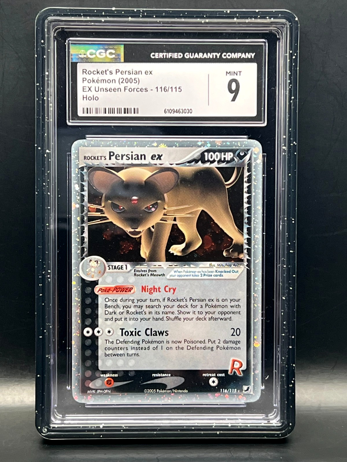 ROCKET'S PERSIAN EX #116-HOLO ULTRA RARE- 2005 Pokémon EX Unseen Forces CGC 9