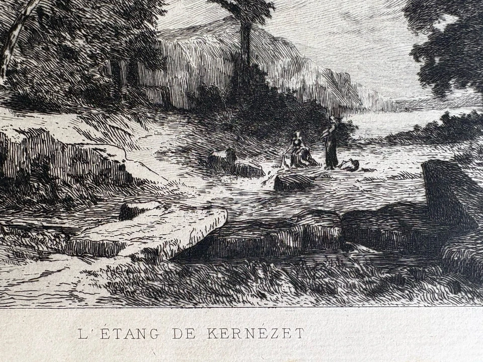 Théodore Rousseau Gravure Eau Forte Etching Paysage Le Marais Dans Les Landes - Photo 4/4