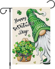 Happy St. Patrick'S Day Decorations Gnome Shamrock Garden Yard Flag Gift 12"X18"
