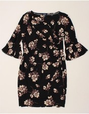 CHAPS Womens 3/4 Sleeve Bodycon Dress UK 18 XL Black Floral BS06