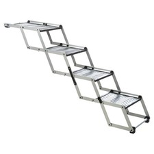 Heavy Duty Foldable 4 Step Pet Stairs, Lightweight Aluminum, Portable Pet Steps