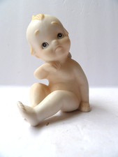 Vintage Lefton Bisque Porcelain Sitting Kewpie Doll Blue Wings Figurine 02132