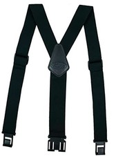 Men's 1.5 inch Adjustable Y Back Suspender,Elastic Hook Regular Length Black