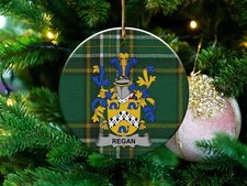 Regan Surname Irish Coat Of Arms Ceramic Ornament