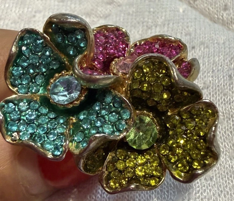 Anillo Swarovski Cortes Mixtos, Multicolor Flor Vibrante Talla 60/8 3/4 Foto 2 de 4