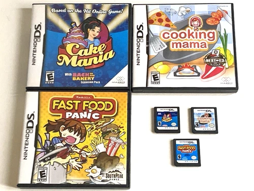 Nintendo DS Time Management Games Lot Cooking Mama 1 Cake Mania Fast Food Panic