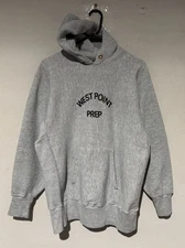 Vintage 80s Champion Reverse Weave Hoodie West Point Prep Military Marine Sz L